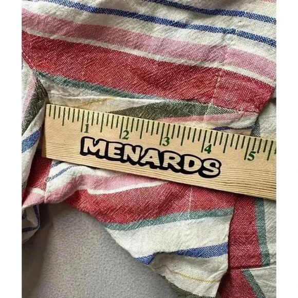 Old Navy Womens Sz 12 Everyday Short Multi Color Striped Linen Blend Boho Casual - Picture 6 of 9
